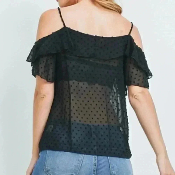 Cold Shoulder Short Sleeve Textured Top Blouse - Picture 2 of 4